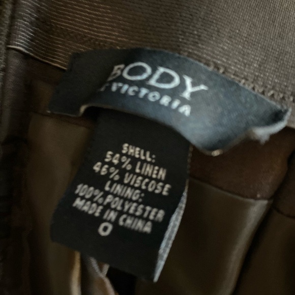 Vintage Body By Victoria Linen Blend Embroidered A-Line Retro Brown Midi Skirt 0 - Picture 8 of 12